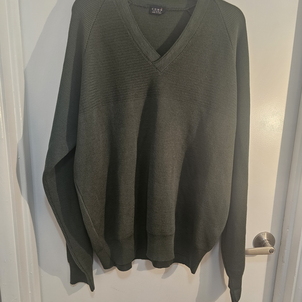 Men's V-Neck Sweater in Forest Green